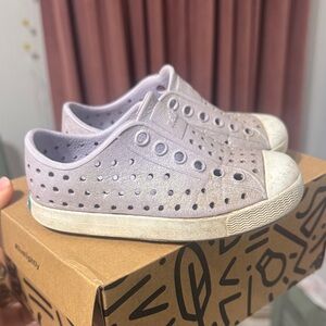 Native Kids' Glittery Lavender Slip-On Sneakers